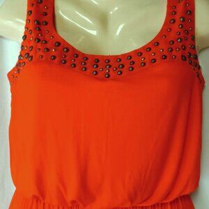 Women's Orange Sleeveless Long Dress Size Small.